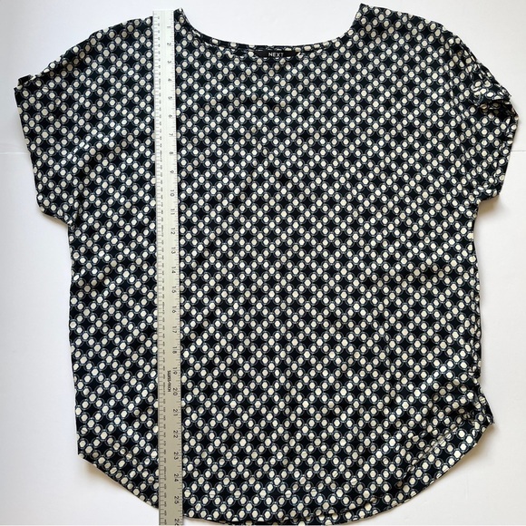 Next UK Printed Blouse Top Short Sleeve Shirt Polka Dot Geometric Pattern Sz 10 - Picture 8 of 14